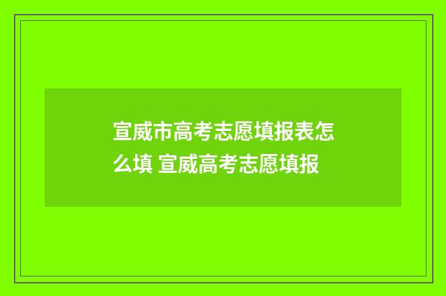 宣威市高考志愿填报表怎么填 宣威高考志愿填报