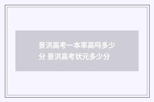 景洪高考一本率高吗多少分 景洪高考状元多少分