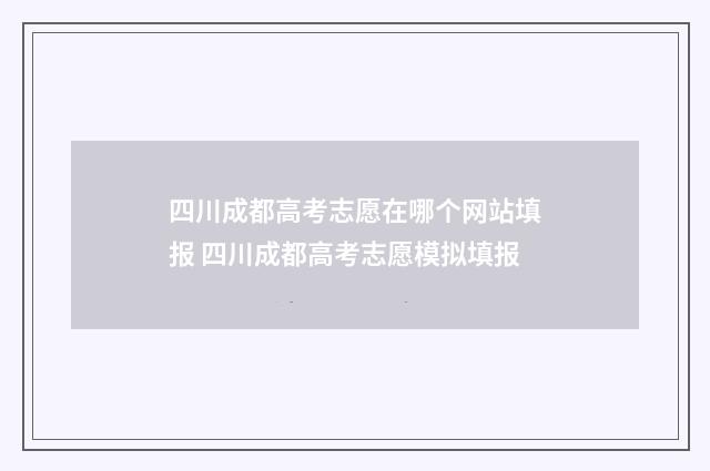 四川成都高考志愿在哪个网站填报 四川成都高考志愿模拟填报