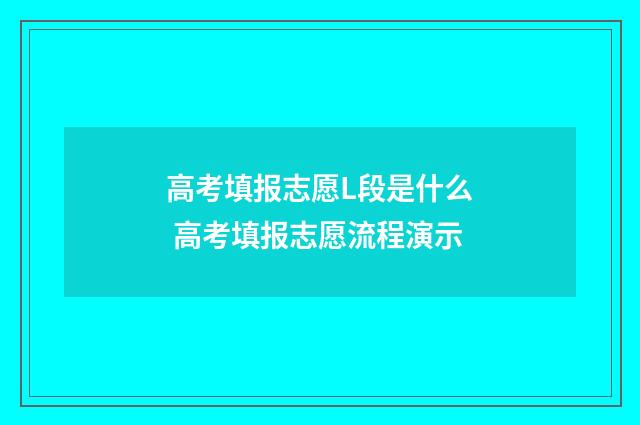 高考填报志愿L段是什么 高考填报志愿流程演示