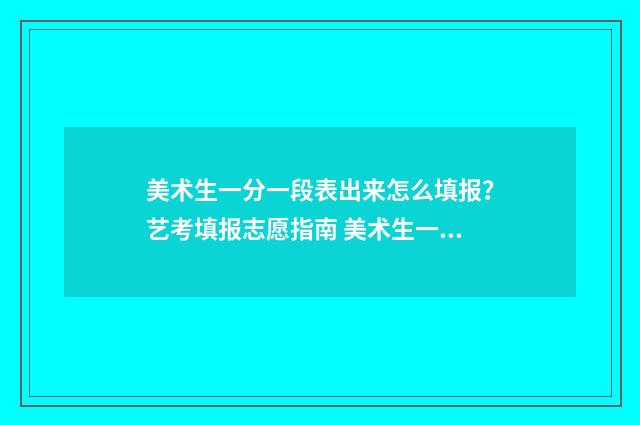 美术生一分一段表出来怎么填报？艺考填报志愿指南 美术生一分一段表2024河南
