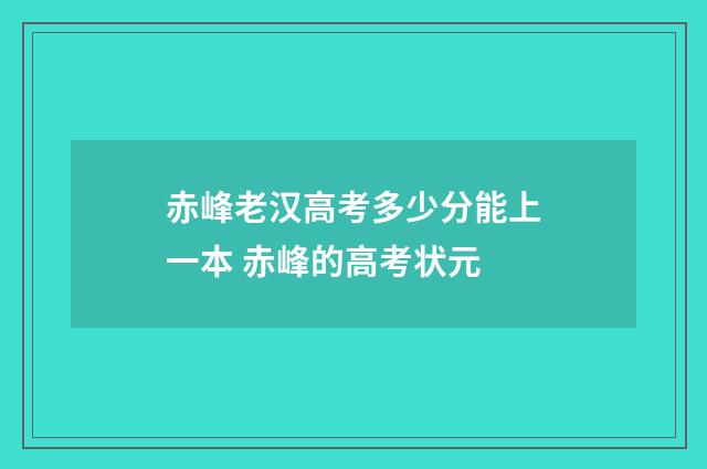 赤峰老汉高考多少分能上一本 赤峰的高考状元