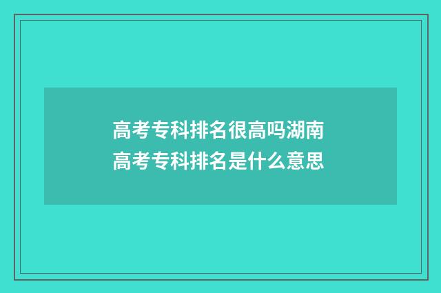 高考专科排名很高吗湖南 高考专科排名是什么意思