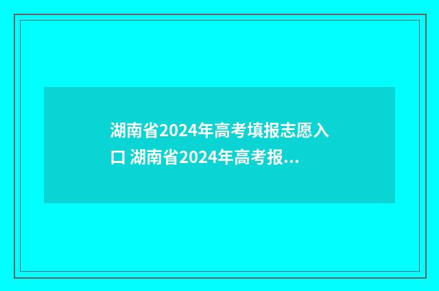 湖南省2024年高考填报志愿入口 湖南省2024年高考报名人数