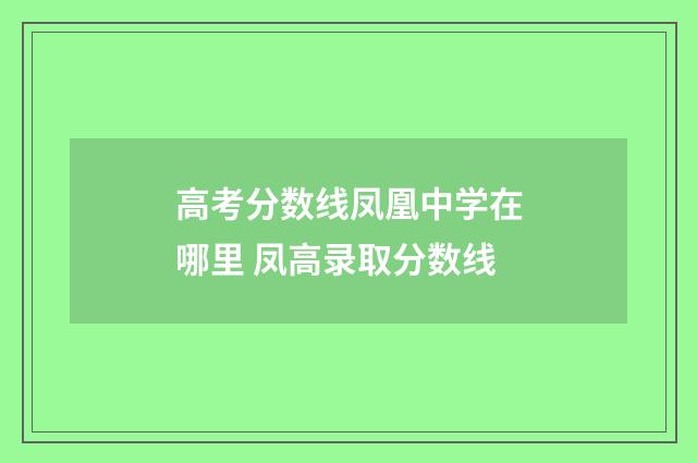 高考分数线凤凰中学在哪里 凤高录取分数线