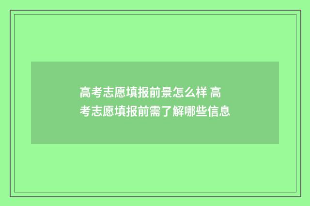 高考志愿填报前景怎么样 高考志愿填报前需了解哪些信息