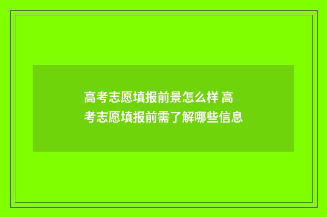 高考志愿填报前景怎么样 高考志愿填报前需了解哪些信息