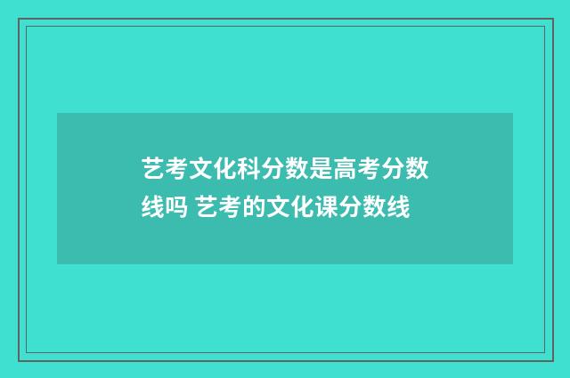 艺考文化科分数是高考分数线吗 艺考的文化课分数线