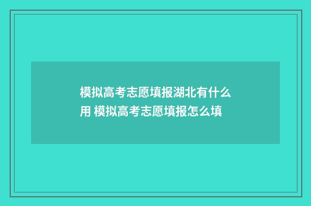 模拟高考志愿填报湖北有什么用 模拟高考志愿填报怎么填