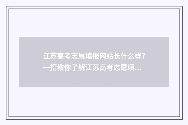 江苏高考志愿填报网站长什么样？一招教你了解江苏高考志愿填报指南 江苏高考志愿填报填多少个