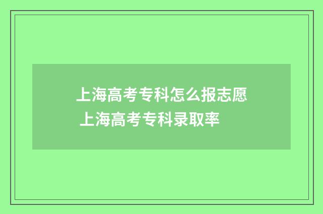 上海高考专科怎么报志愿 上海高考专科录取率
