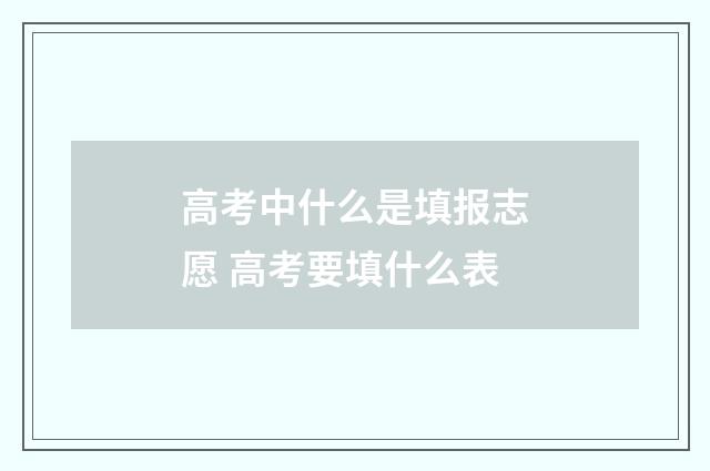 高考中什么是填报志愿 高考要填什么表