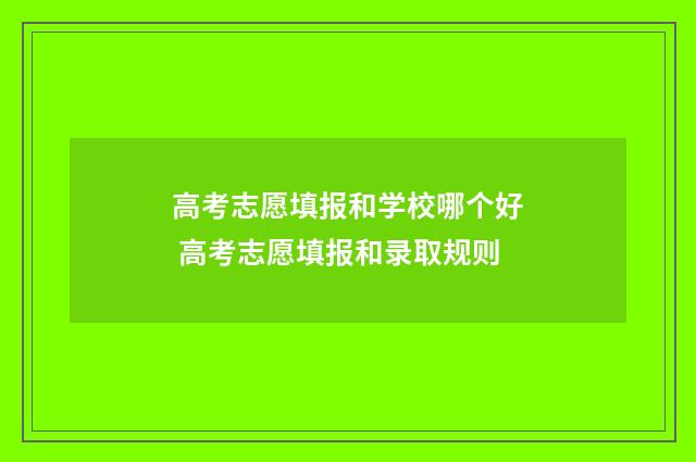高考志愿填报和学校哪个好 高考志愿填报和录取规则