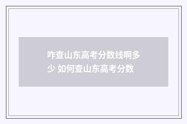 咋查山东高考分数线啊多少 如何查山东高考分数