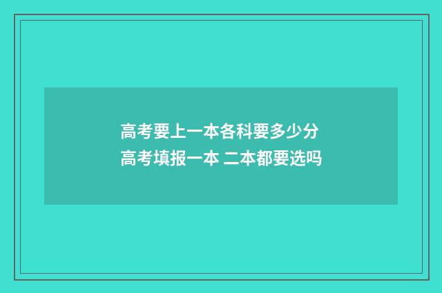 高考要上一本各科要多少分 高考填报一本 二本都要选吗
