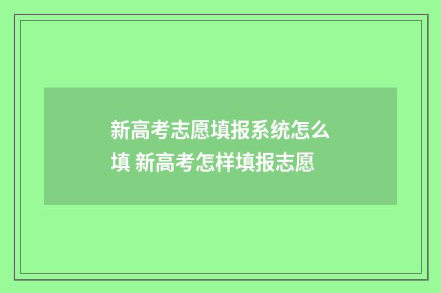 新高考志愿填报系统怎么填 新高考怎样填报志愿