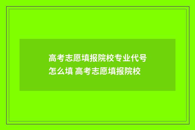 高考志愿填报院校专业代号怎么填 高考志愿填报院校