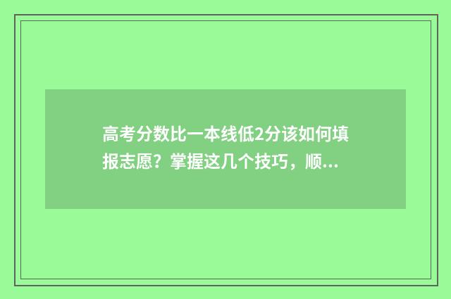 高考分数比一本线低2分该如何填报志愿？掌握这几个技巧，顺利上岸！ 高考分数比一本高100分什么水平