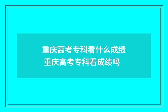 重庆高考专科看什么成绩 重庆高考专科看成绩吗