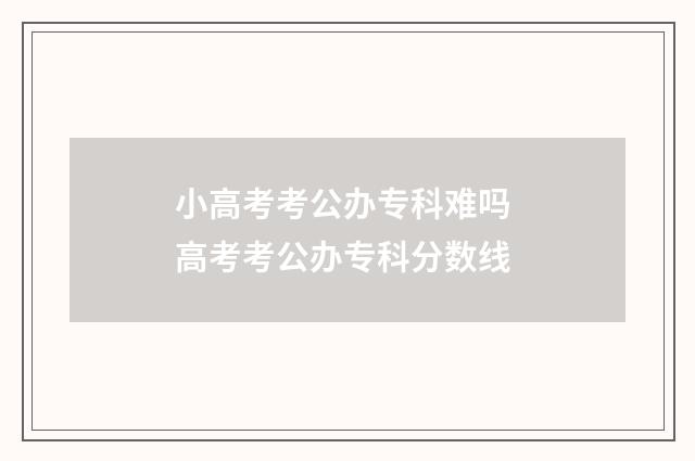 小高考考公办专科难吗 高考考公办专科分数线
