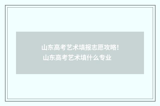 山东高考艺术填报志愿攻略！ 山东高考艺术填什么专业