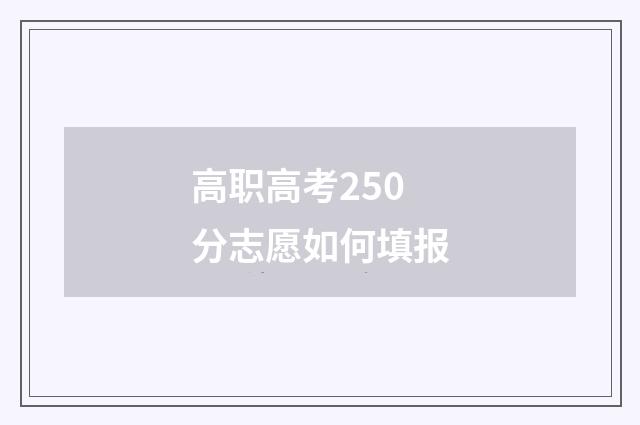 高职高考250分志愿如何填报