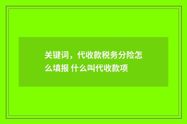 关键词，代收款税务分险怎么填报 什么叫代收款项