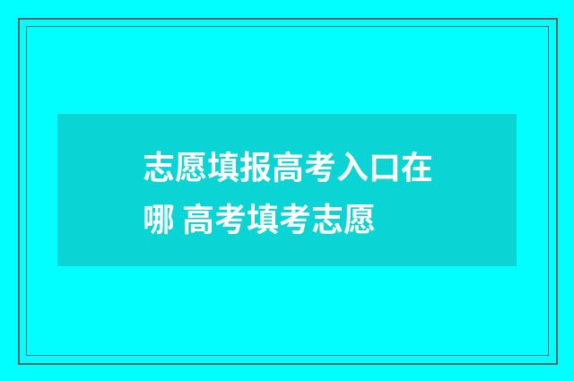 志愿填报高考入口在哪 高考填考志愿