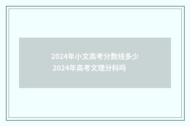 2024年小文高考分数线多少 2024年高考文理分科吗