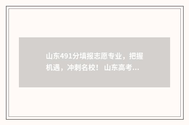 山东491分填报志愿专业，把握机遇，冲刺名校！ 山东高考491能上啥大学