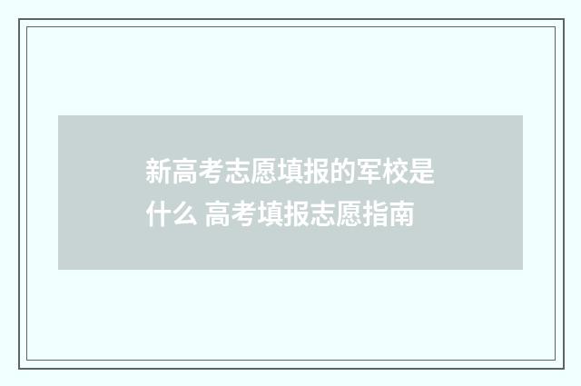 新高考志愿填报的军校是什么 高考填报志愿指南
