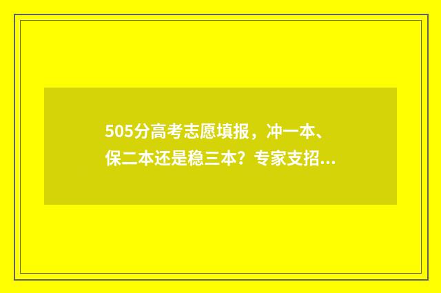 505分高考志愿填报，冲一本、保二本还是稳三本？专家支招！ 高考505分学校推荐