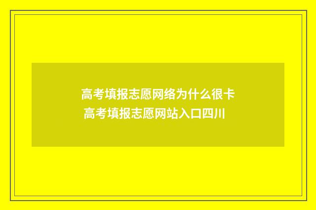 高考填报志愿网络为什么很卡 高考填报志愿网站入口四川