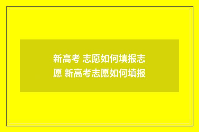 新高考 志愿如何填报志愿 新高考志愿如何填报