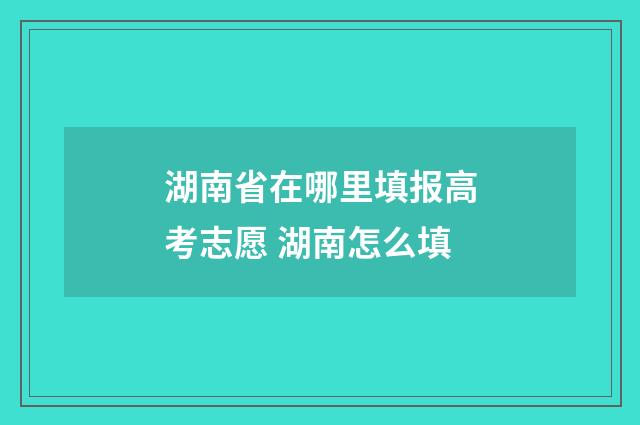 湖南省在哪里填报高考志愿 湖南怎么填