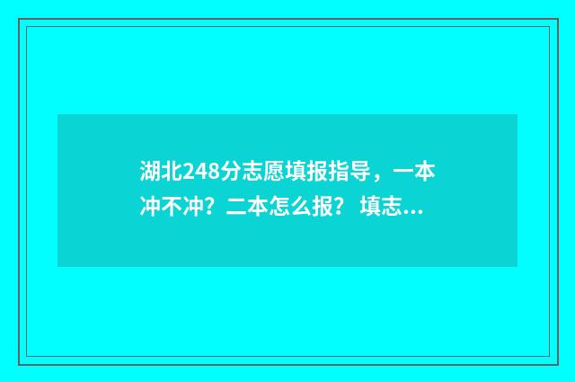 湖北248分志愿填报指导，一本冲不冲？二本怎么报？ 填志愿2021湖北