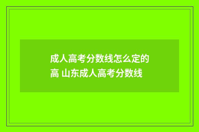 成人高考分数线怎么定的高 山东成人高考分数线