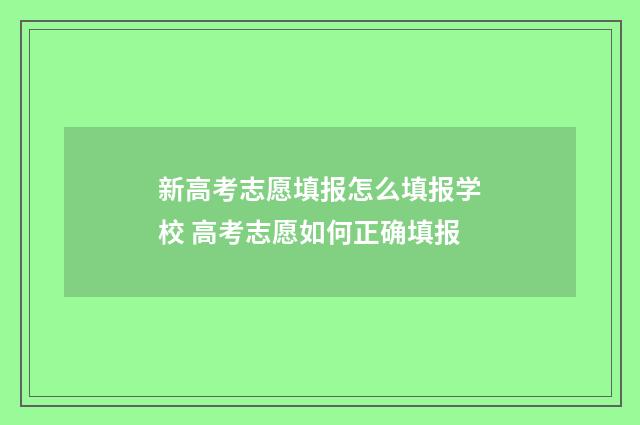 新高考志愿填报怎么填报学校 高考志愿如何正确填报