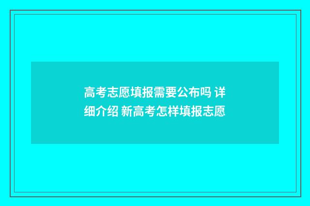 高考志愿填报需要公布吗 详细介绍 新高考怎样填报志愿