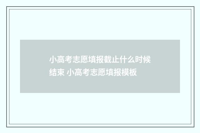 小高考志愿填报截止什么时候结束 小高考志愿填报模板