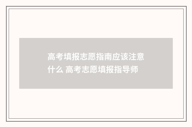 高考填报志愿指南应该注意什么 高考志愿填报指导师