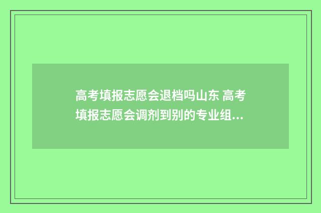 高考填报志愿会退档吗山东 高考填报志愿会调剂到别的专业组吗