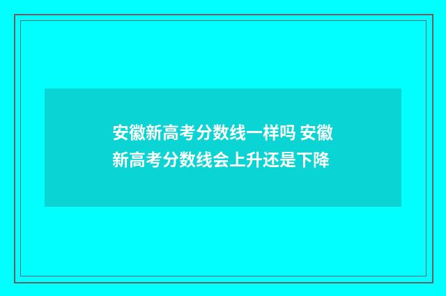 安徽新高考分数线一样吗 安徽新高考分数线会上升还是下降