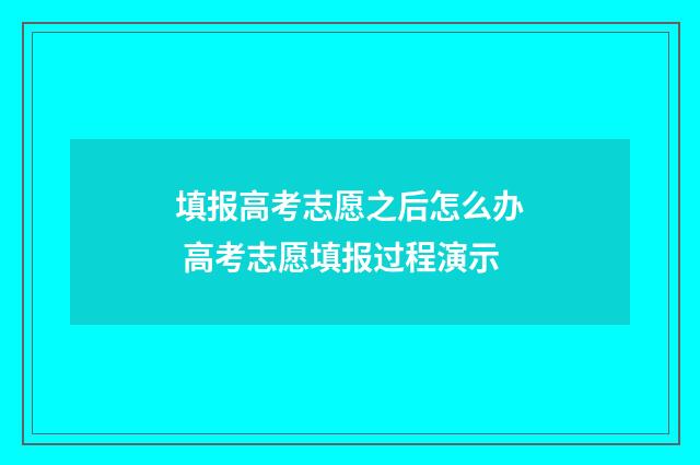 填报高考志愿之后怎么办 高考志愿填报过程演示