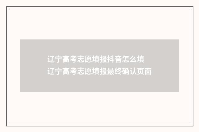 辽宁高考志愿填报抖音怎么填 辽宁高考志愿填报最终确认页面