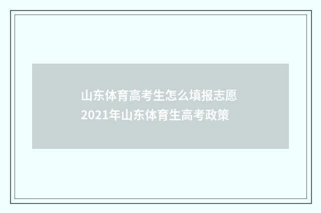山东体育高考生怎么填报志愿 2021年山东体育生高考政策