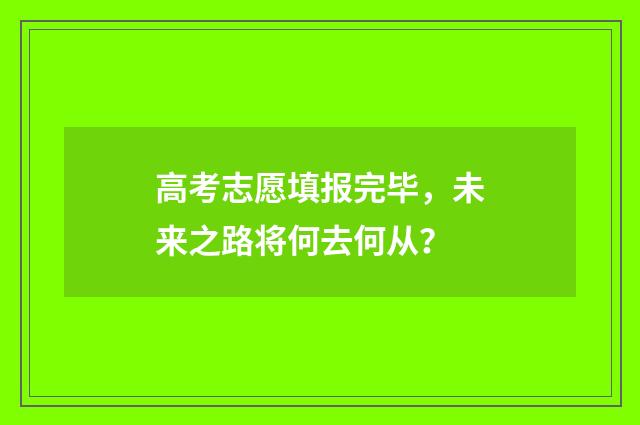 高考志愿填报完毕，未来之路将何去何从？