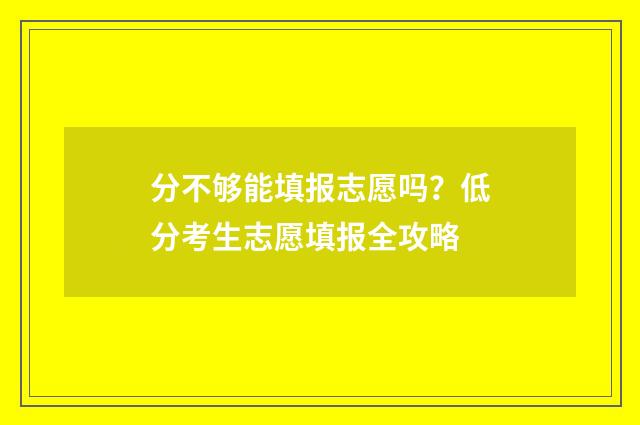 分不够能填报志愿吗？低分考生志愿填报全攻略