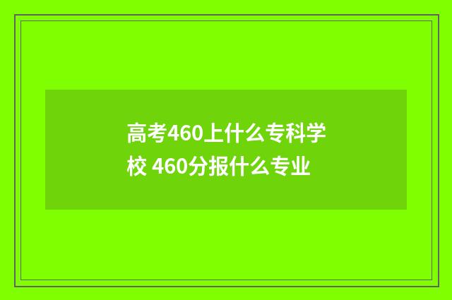 高考460上什么专科学校 460分报什么专业
