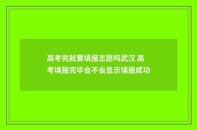 高考完就要填报志愿吗武汉 高考填报完毕会不会显示填报成功